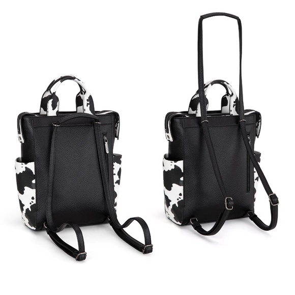 Wrangler Cow Print Tote/Shoulder Bag Convertible Backpack - BK-OW - Picture 5 of 5